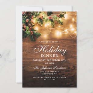 Mistletoe Rustic Holiday Christmas HOLIDAY DINNER Invitation