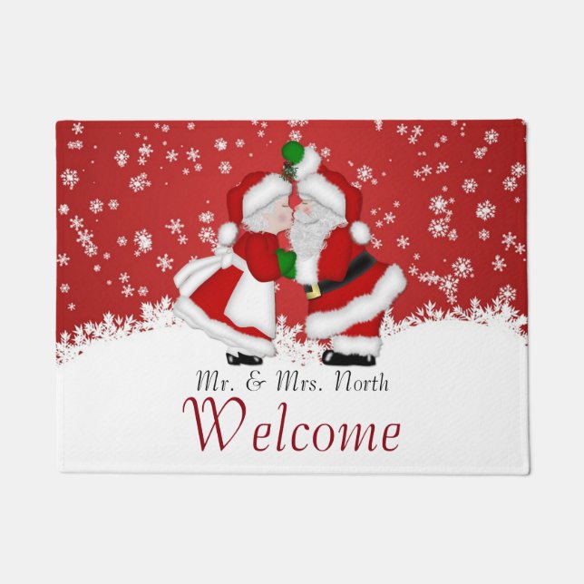Mistletoe Santa Christmas Doormat (Front)