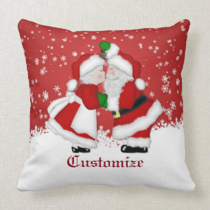 Mistletoe Santa Christmas Throw Pillow