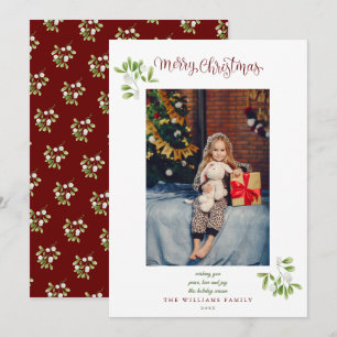 Mistletoe Script Merry Christmas Photo Holiday Card