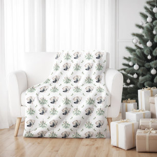 Mistletoe Silver Bells Christmas Fleece Blanket
