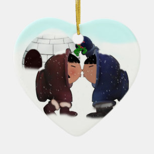 Mistletoe Time Christmas Kiss  Ceramic Tree Decoration