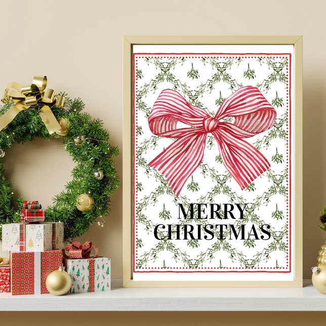 Mistletoe Trellis Red Bow Art Poster (Creator Uploaded)