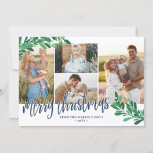 Mistletoe Twigs Photo Collage Merry Christmas Holiday Card