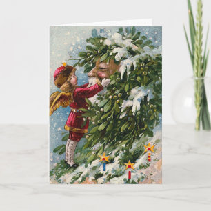 "Mistletoe" Vintage Christmas Card