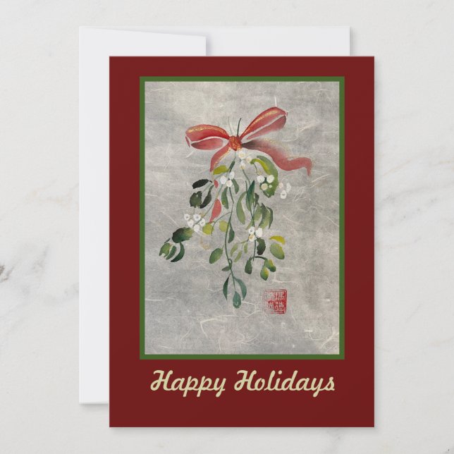 Mistletoe Watercolor Holiday Cards 5x7 (Front)