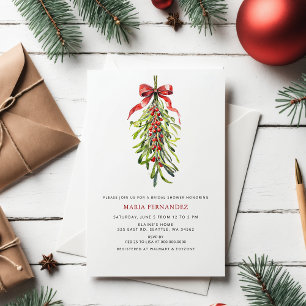 Mistletoe Winter Holidays Christmas Bridal Shower Invitation
