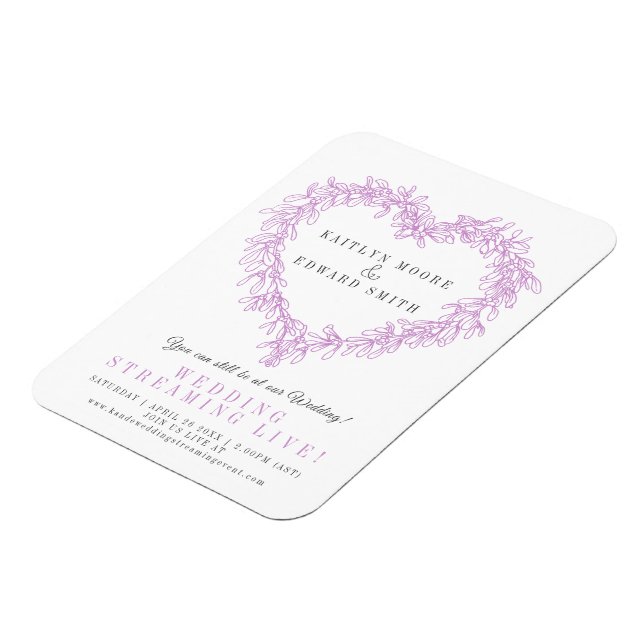 Mistletoe winter wedding purple white live stream magnet (Left Side)