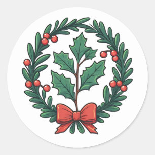 Mistletoe with a Bow Classic Round Sticker