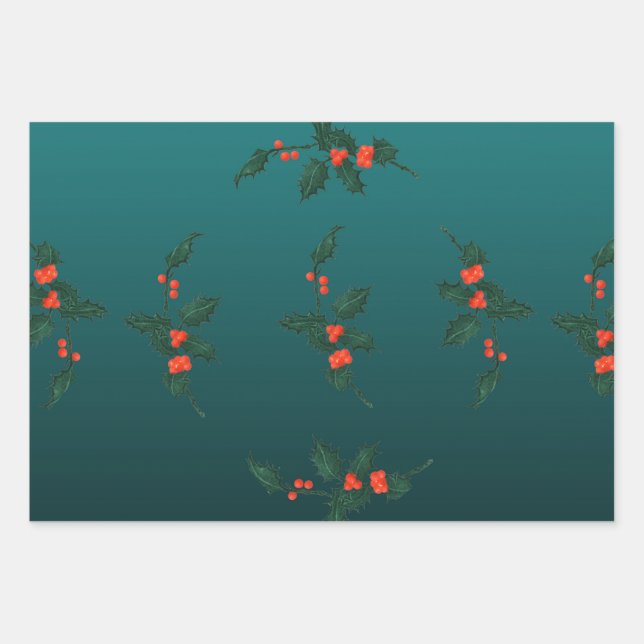 Mistletoe Wrapping Paper Flat Sheet Set of 3 (Front)
