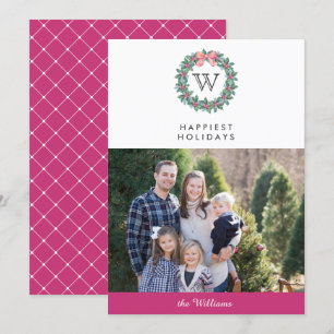 Mistletoe Wreath Christmas Holidays photo   Pink Invitation