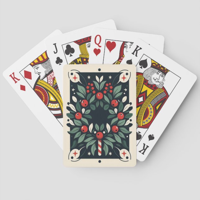 Mistletoe Wreath Christmas  Poker Cards (Back)