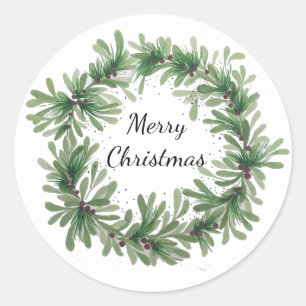 mistletoe wreath classic round sticker