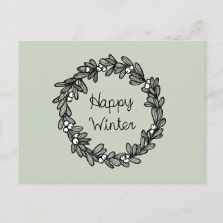 Mistletoe Wreath - Happy Winter - transparent Postcard