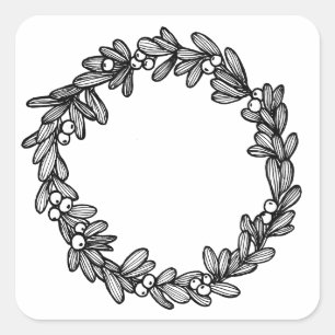 Mistletoe Wreath Square Sticker