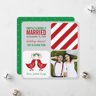 Mistletoes Kissing Chicks Mr And Mrs Photo Wedding Holiday Card