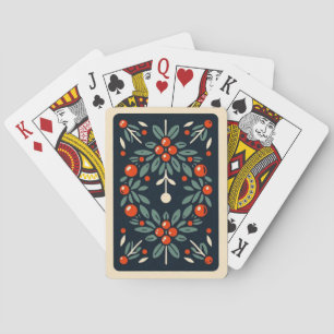Mistlletoe Holly berries Pattern Poker Cards