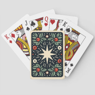 Mistlletoe Holly berries star Pattern Poker Cards