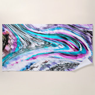 Misto de gradiente e chuviscado, ciano e pink beach towel