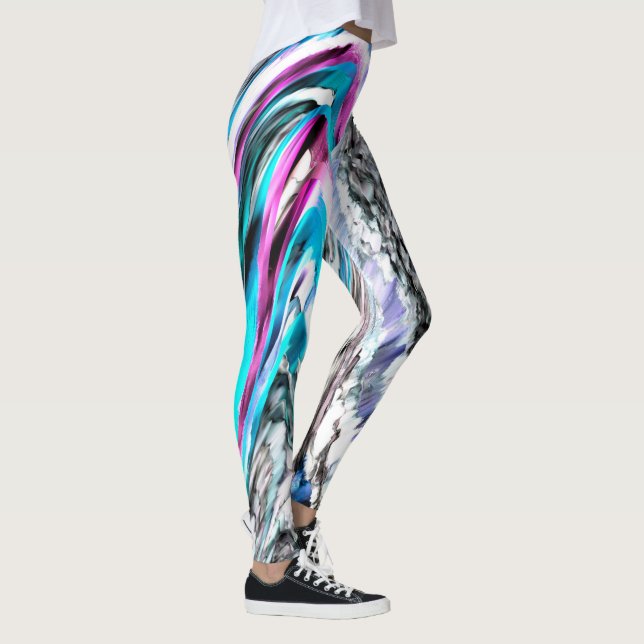 Misto de gradiente e chuviscado, ciano e pink leggings (Right)
