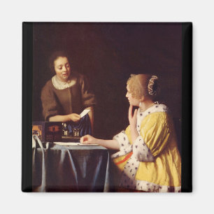 Mistress and maid by Johannes Vermeer Magnet