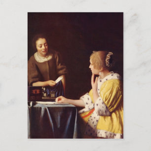 Mistress and maid by Johannes Vermeer Postcard