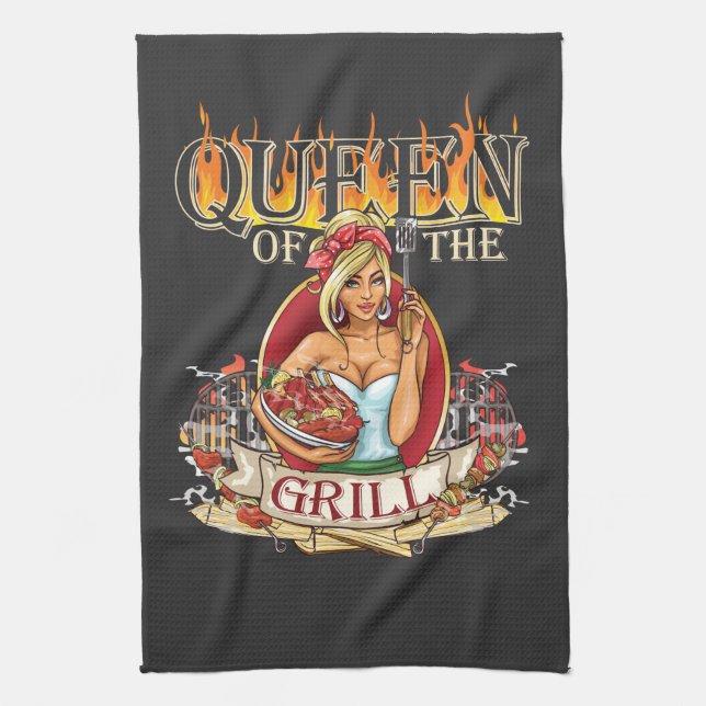Mistress Of The Grill For Women Who Love To Grill Tea Towel (Vertical)