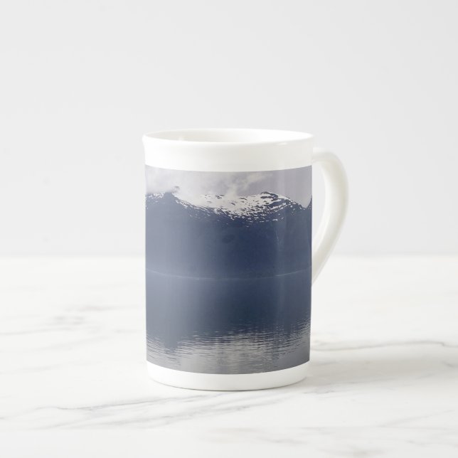 Misty Alaskan Sea in Shades of Blue Bone China Mug (Front Right)