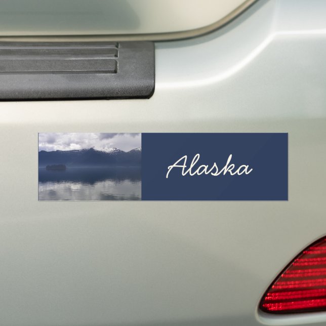 Misty Alaskan Sea in Shades of Blue Bumper Sticker (On Car)