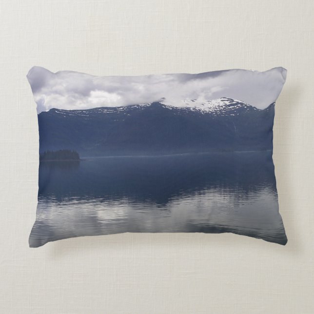 Misty Alaskan Sea in Shades of Blue Decorative Cushion (Front)