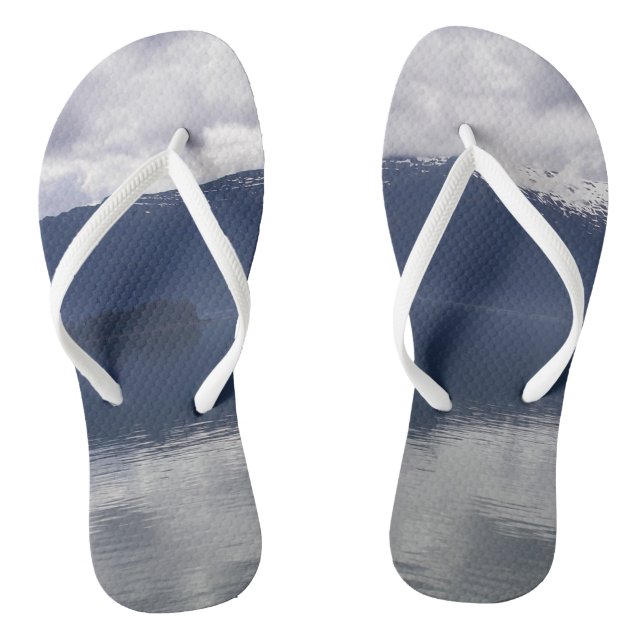 Misty Alaskan Sea in Shades of Blue Flip Flops (Footbed)