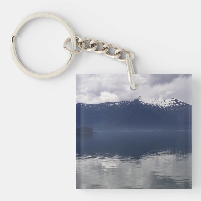 Misty Alaskan Sea in Shades of Blue Key Ring (Front)