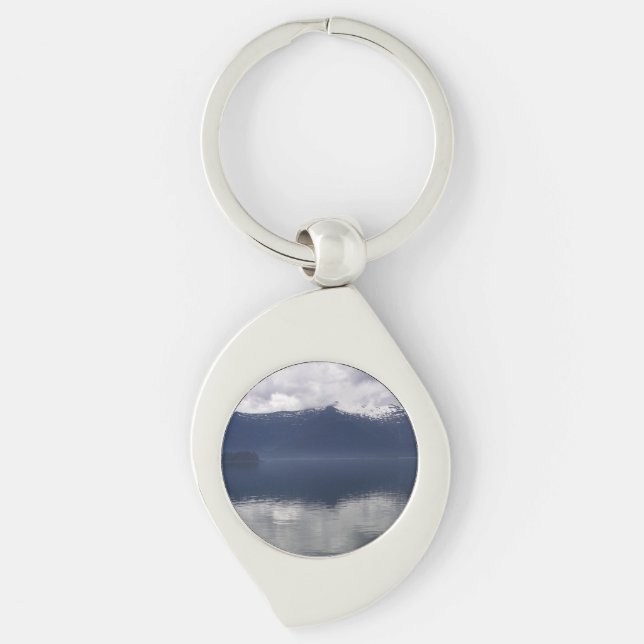Misty Alaskan Sea in Shades of Blue Key Ring (Front)