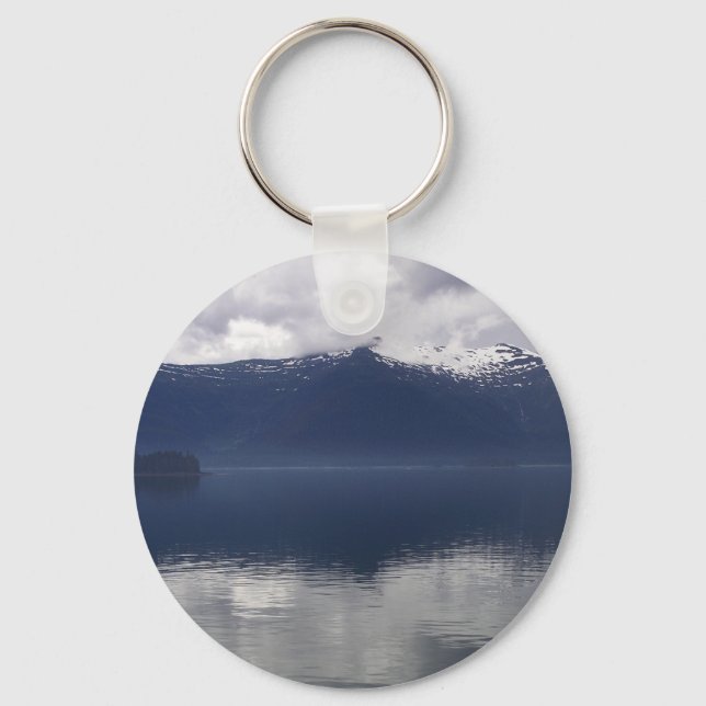 Misty Alaskan Sea in Shades of Blue Key Ring (Front)