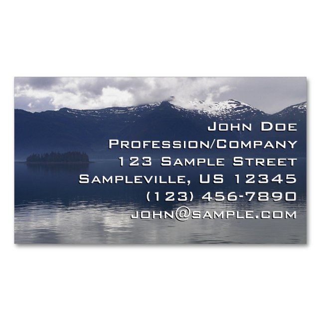 Misty Alaskan Sea in Shades of Blue Magnetic Business Card (Front)