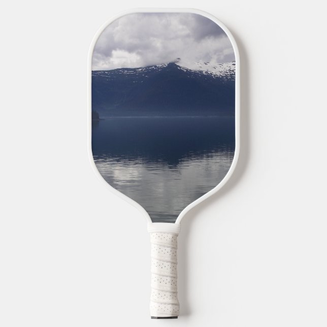 Misty Alaskan Sea in Shades of Blue Pickleball Paddle (Front)