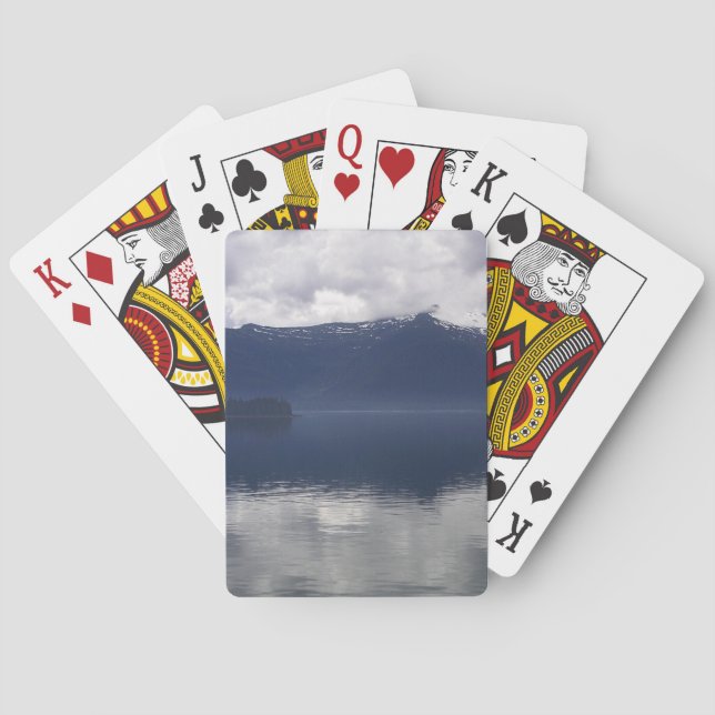 Misty Alaskan Sea in Shades of Blue Playing Cards (Back)