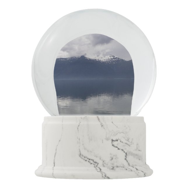 Misty Alaskan Sea in Shades of Blue Snow Globe (Front)
