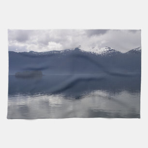 Misty Alaskan Sea in Shades of Blue Tea Towel