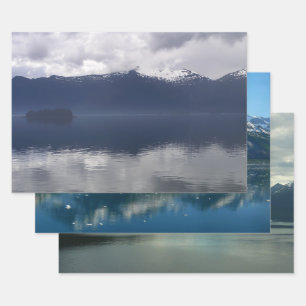 Misty Alaskan Sea in Shades of Blue Wrapping Paper Sheet