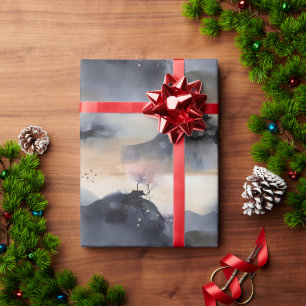 Misty Asian Style Landscape Pattern Wrapping Paper