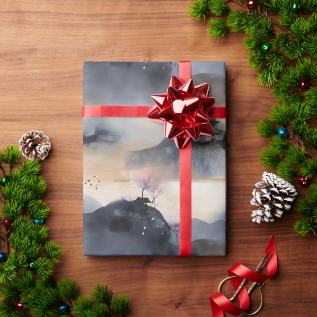 Misty Asian Style Landscape Pattern Wrapping Paper (Holiday Gift)