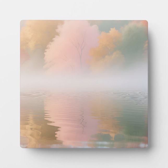Misty Autumn Lake Serenity Plaque (Front)