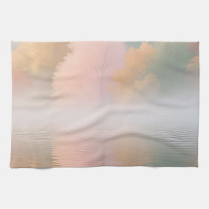 Misty Autumn Lake Serenity Tea Towel