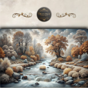 Misty Autumn River Glow Decoupage Tissue Paper