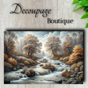 Misty Autumn River Rapids Vintage Style Decoupage Tissue Paper