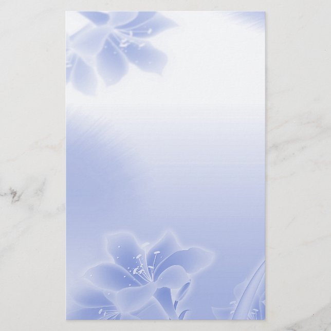 Misty Blue Floral Stationery (Front)