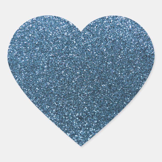 Misty blue glitter heart sticker (Front)
