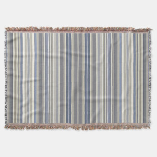 Misty Blue Grey Stripes Throw Blanket