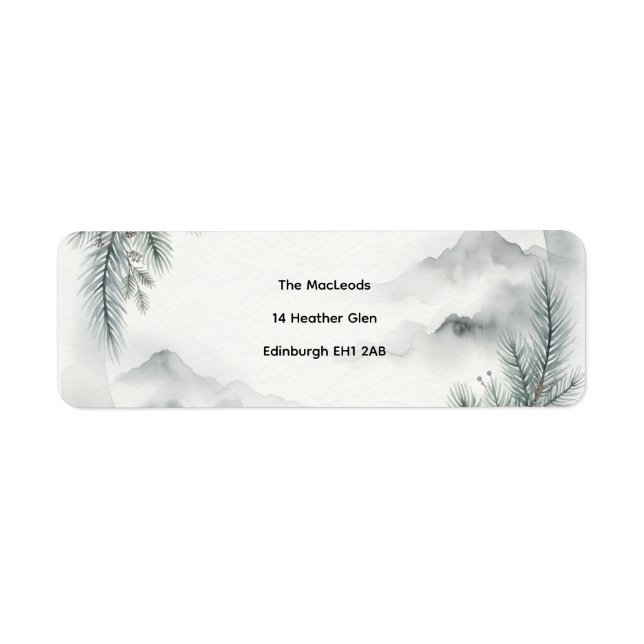 Misty Blue Mountain Pine Return Address Labels (Front)